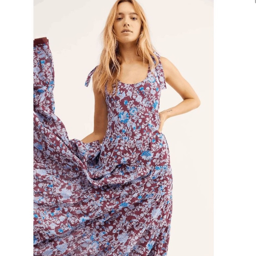 Free People Purple Burgandy Lined Kika’s Maxi Dress